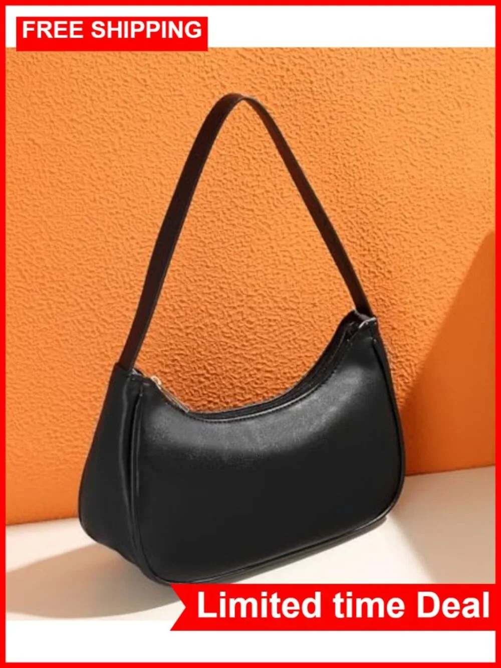 Vegan Leather Hobo Sling Tote Handbag Retro Clutch Purse with Zipper Closure